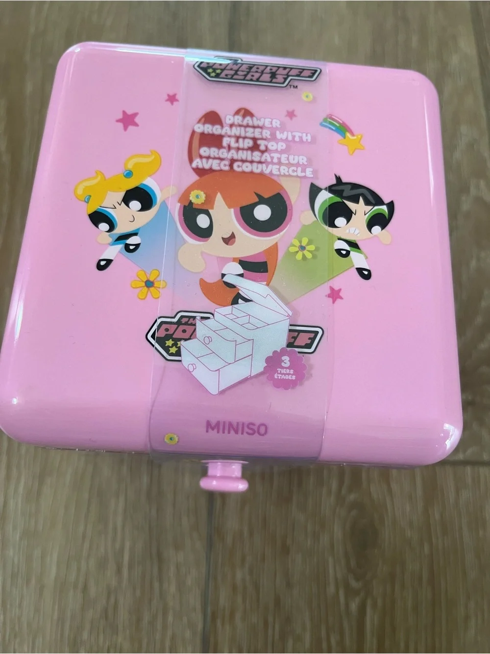 NWT MINISO The Powerpuff Girls Pink Mini Drawer Desk Makeup Organizer